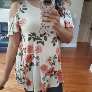 KAYLYNN Ivory Floral off shoulder Top